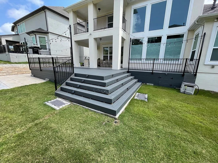 Large Austin, Texas home with a custom deck designed and installed by Sagamore.